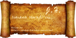 Jakubek Harkány névjegykártya